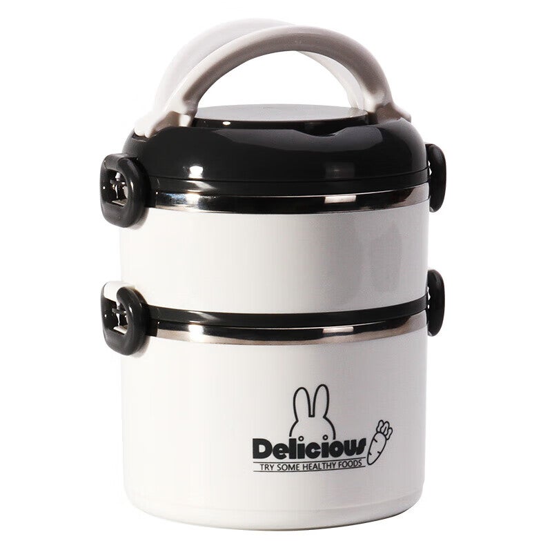 Beisesi 304 Stainless Steel Lunch Box, Insulated Double-Layer Meal Container for Students, Large Capacity Portable Handheld Layered Food Container for Office Workers, 1.7L - Image 4