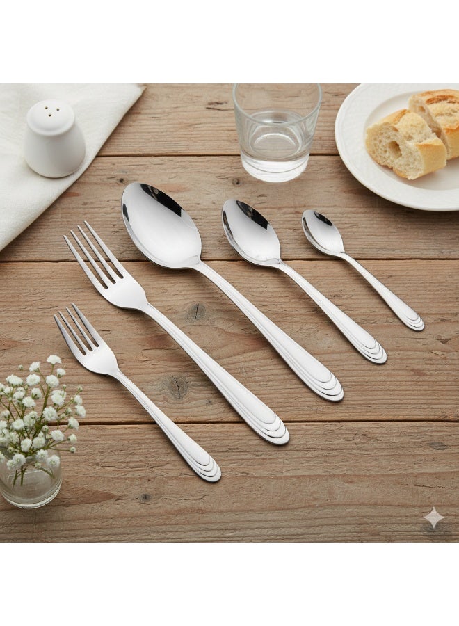 كازا روزا طقم أدوات مائدة من الستانلس ستيل المقاوم للصدأ مكون من 60 قطعة فضي - Image 1