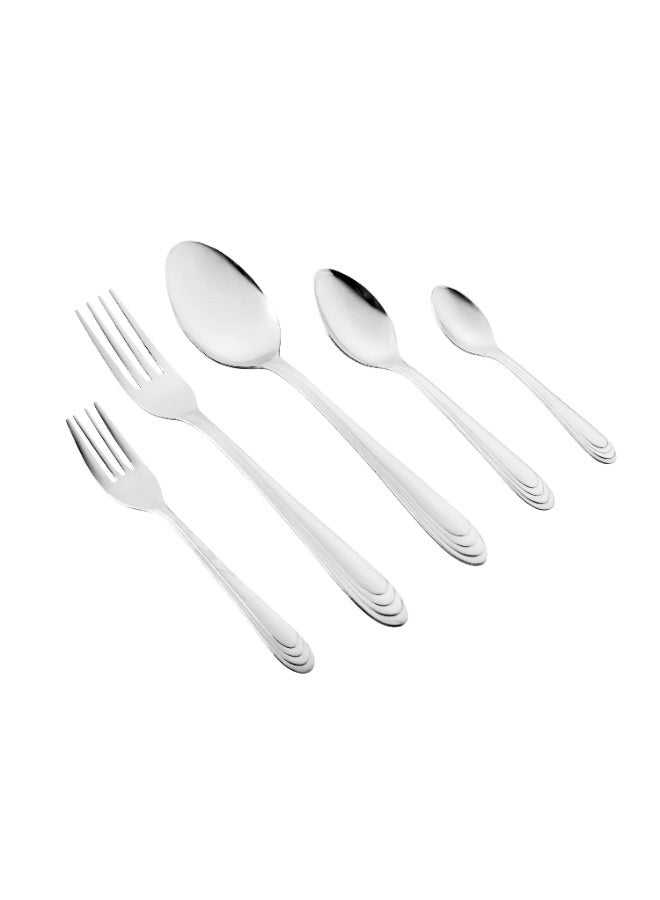 كازا روزا طقم أدوات مائدة من الستانلس ستيل المقاوم للصدأ مكون من 60 قطعة فضي - Image 2