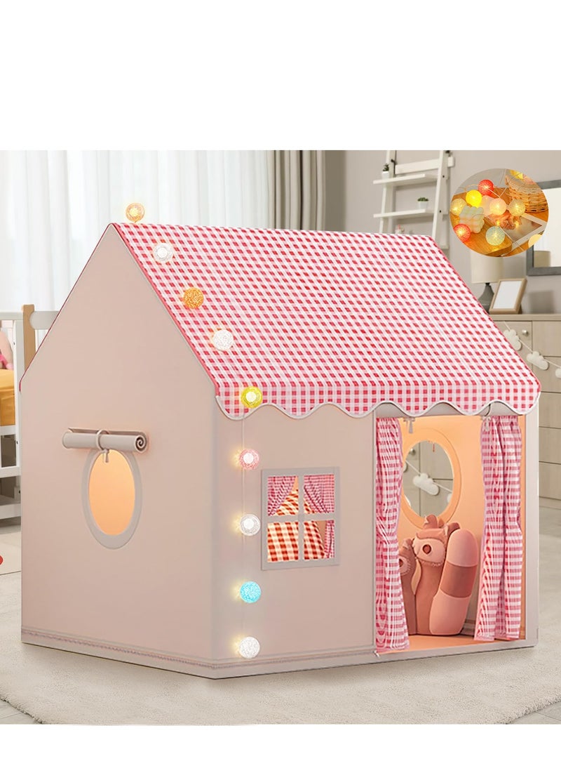 TMOHRA Large Kids Tent Playhouse Indoor Outdoor with LED Lights Kids Toddler Play Tent,Outdoor Playhouse Tent for Baby Princess Castle Tent,Kids Indoor Play Room Toys for Boys Girls 3-10 Years Old - Image 1