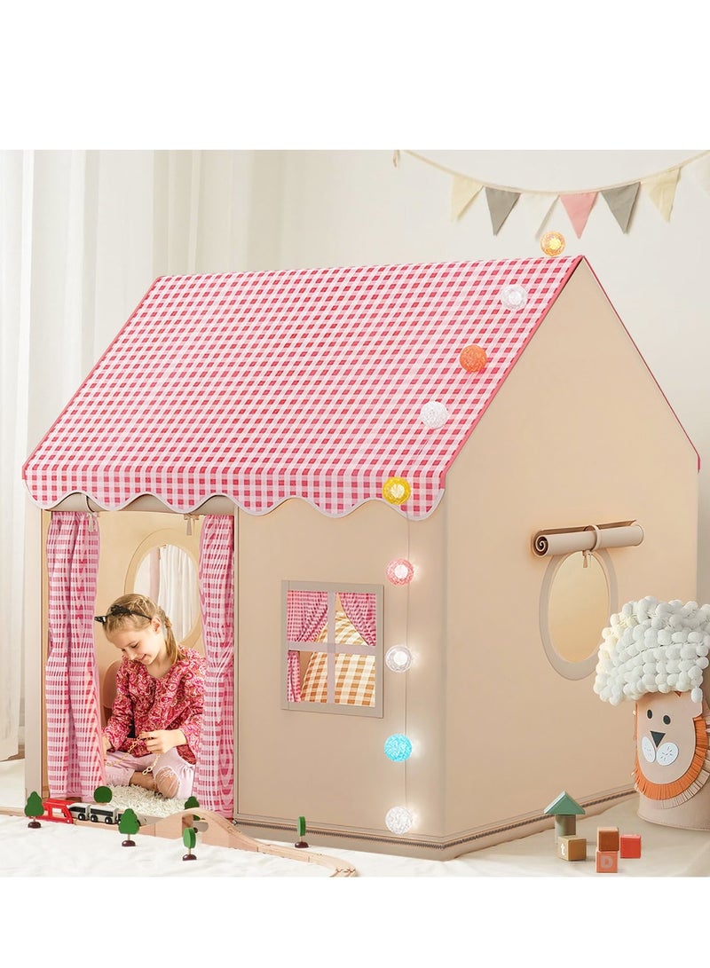 TMOHRA Large Kids Tent Playhouse Indoor Outdoor with LED Lights Kids Toddler Play Tent,Outdoor Playhouse Tent for Baby Princess Castle Tent,Kids Indoor Play Room Toys for Boys Girls 3-10 Years Old - Image 2