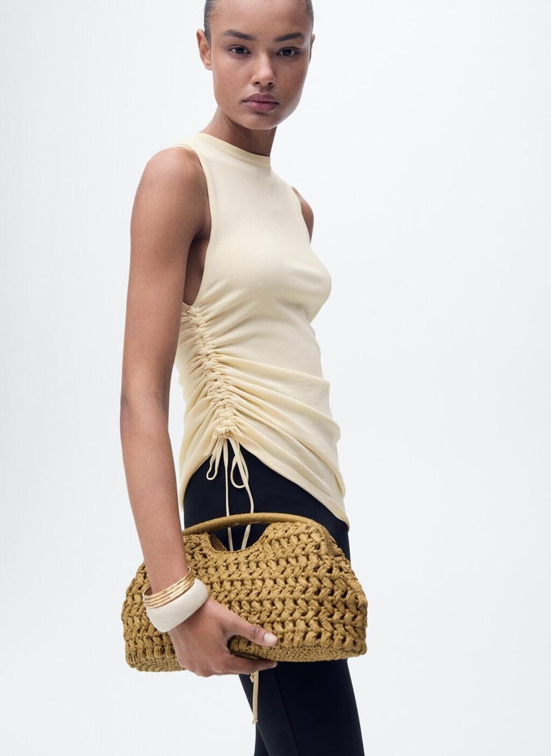 MANGO Side Gathered Knitted Top - Image 3