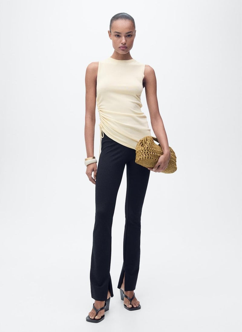 MANGO Side Gathered Knitted Top - Image 1