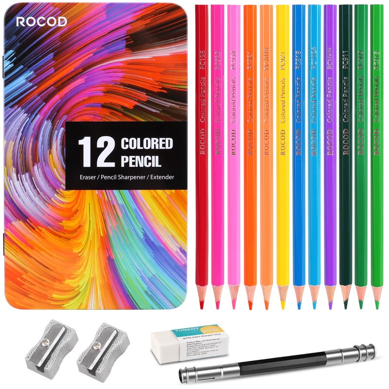 ROCOD 12-Color Colored Pencils Professional Coloring Pencils for Adults Art Color Drawing - Image 1