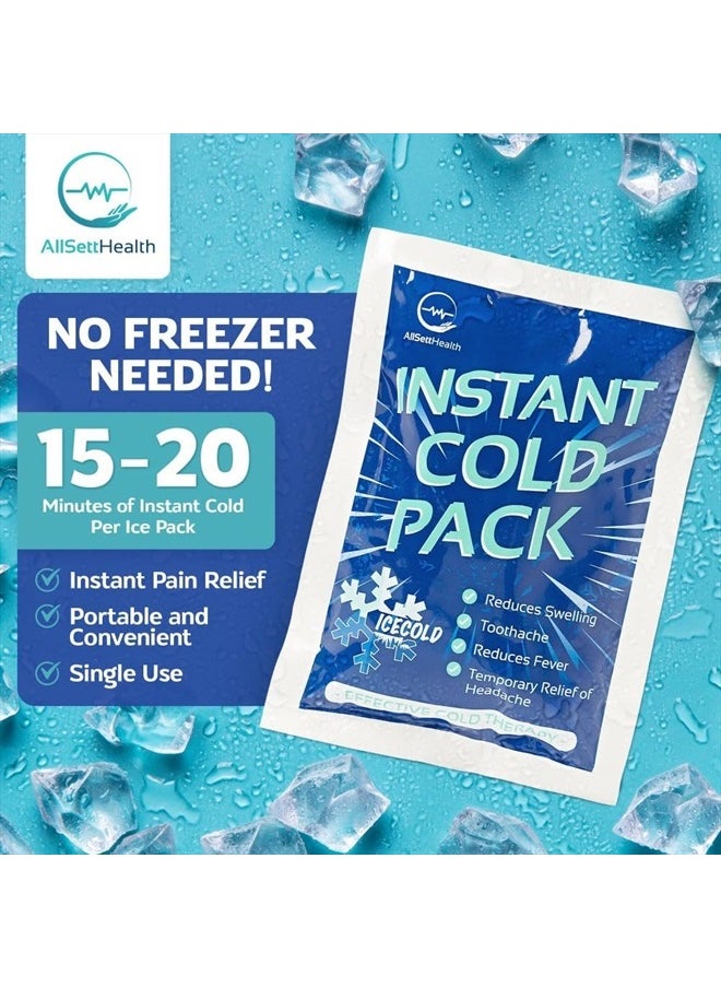 AllSett Health - 25 Packs Instant Ice Cold Pack (6” x 4.5”) - Disposable Instant Ice Packs for Injuries | Cold Compress Ice Pack for Pain Relief, Swelling, First Aid, Toothache, Athletes & Outdoor Activities - Image 1