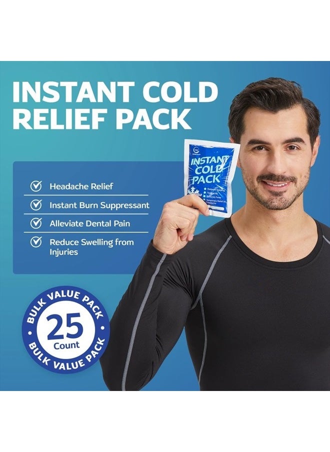 AllSett Health - 25 Packs Instant Ice Cold Pack (6” x 4.5”) - Disposable Instant Ice Packs for Injuries | Cold Compress Ice Pack for Pain Relief, Swelling, First Aid, Toothache, Athletes & Outdoor Activities - Image 1