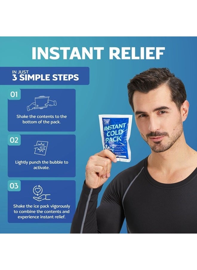AllSett Health - 25 Packs Instant Ice Cold Pack (6” x 4.5”) - Disposable Instant Ice Packs for Injuries | Cold Compress Ice Pack for Pain Relief, Swelling, First Aid, Toothache, Athletes & Outdoor Activities - Image 1