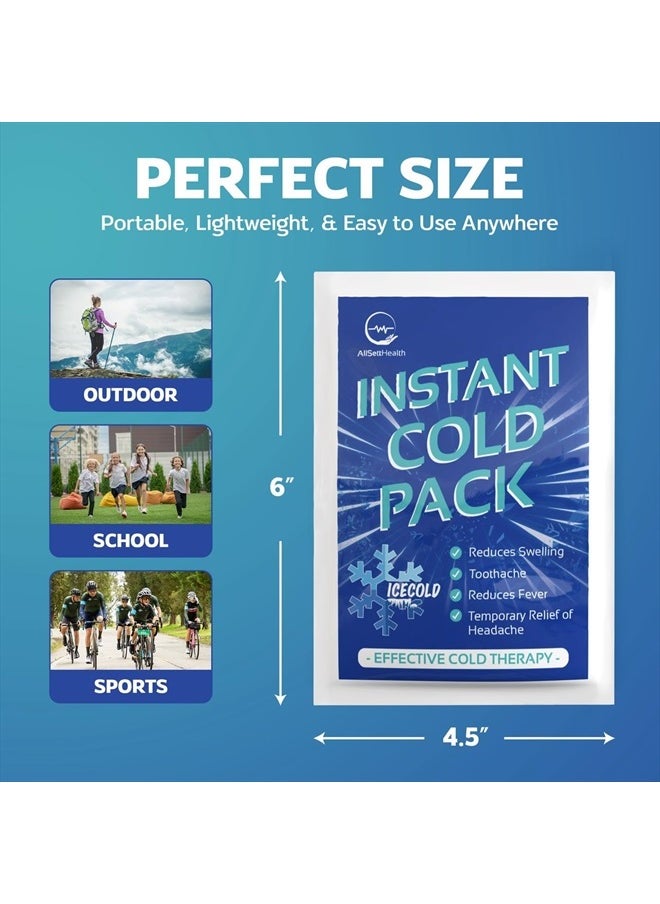 AllSett Health - 25 Packs Instant Ice Cold Pack (6” x 4.5”) - Disposable Instant Ice Packs for Injuries | Cold Compress Ice Pack for Pain Relief, Swelling, First Aid, Toothache, Athletes & Outdoor Activities - Image 1