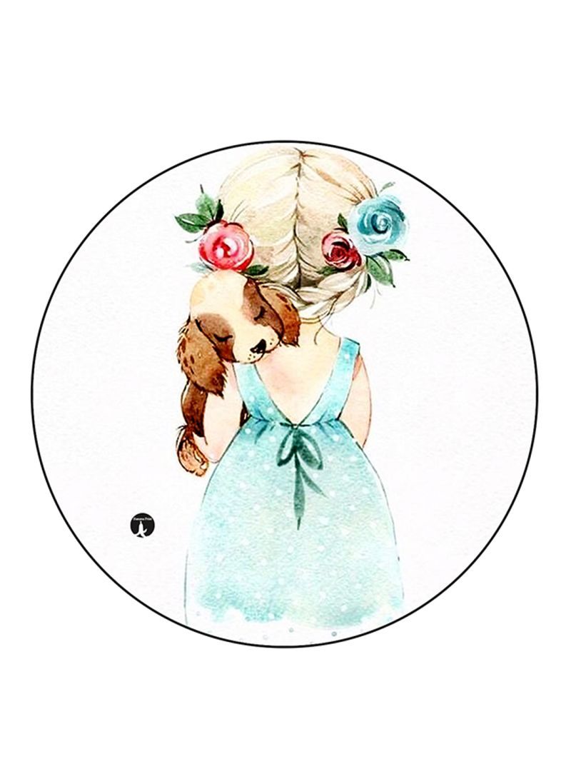 RKN Girl Printed Mouse Pad Round  Multicolour