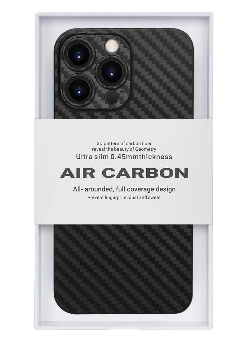 ELLAGECASE - Case for iPhone 15 Pro, Black Carbon, Solid Camera Protection, Ultra-thin and Lightweight, Plastic-coated Carbon, Compatible with Magsafe and Wireless Charging - Image 1