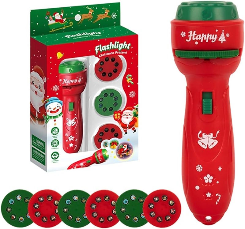 Red Christmas Projector Flashlight Toy Holiday Light Creates Magical Wall Ceiling Patterns - Image 1