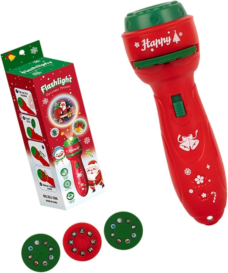 Red Christmas Projector Flashlight Toy Holiday Light Creates Magical Wall Ceiling Patterns - Image 3
