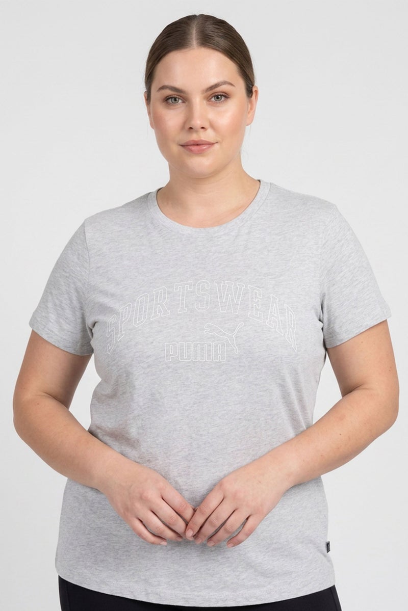 PUMA Women Sportswear Fit Short Sleeve Training T-Shirt, Heather Grey - Image 1