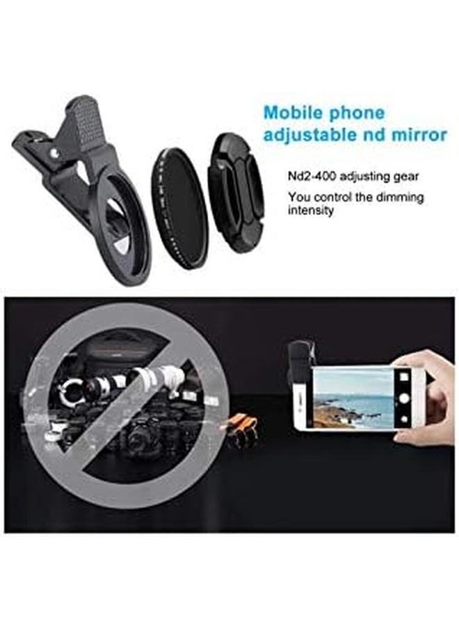 erorex - Cellphone Camera Lens Filter 37Mm Clip On Nd 2 400 Cellphone Camera Lens Adjustable Density Filter With Phone Clip For Iphone For Samsung Android Smartphones - Image 1