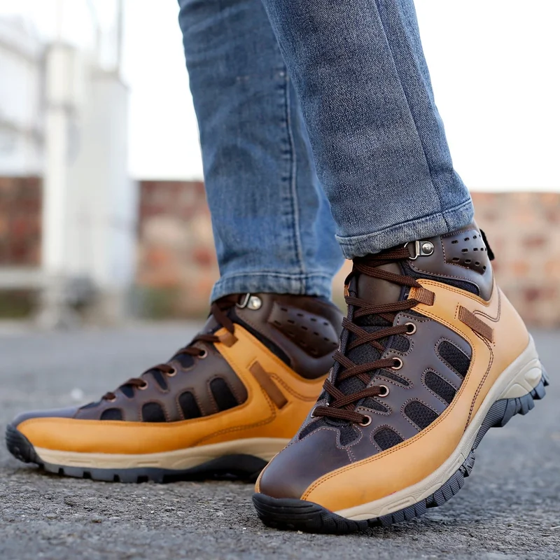 Bacca Bucci Brown Snowball Moto Inspired Trekking Boots for Men | Best Price UAE