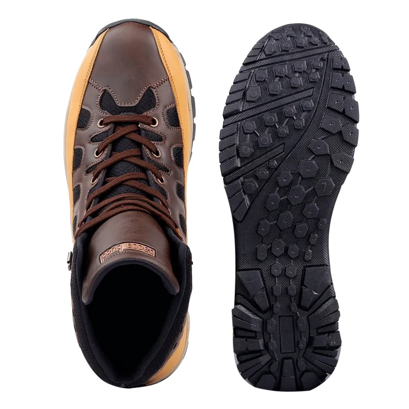 Bacca Bucci Brown Snowball Moto Inspired Trekking Boots for Men | Best Price UAE