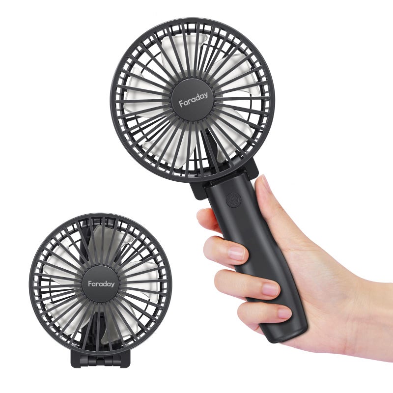 FARADAY Personal Hand Held Fan 4800mAh Travel Cooling Fan Powerful Small Portable Fans Rechargeable Battery Operated Desktop Table Fan for Traveling Hiking 3 Speed 621 HoursBlack