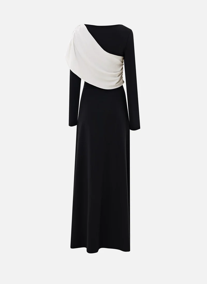 Lichi Maxi dress with contrasting draped shoulders