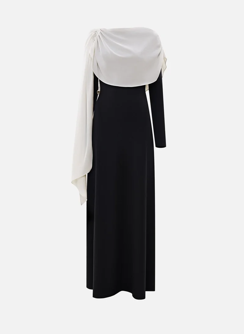Lichi Maxi dress with contrasting draped shoulders