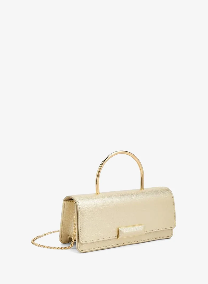 Flora Bella By Shoexpress GOLD Metallic Pu Bag With Detachable Shoulder Strap Ramadan Collection for Women | Best Price UAE