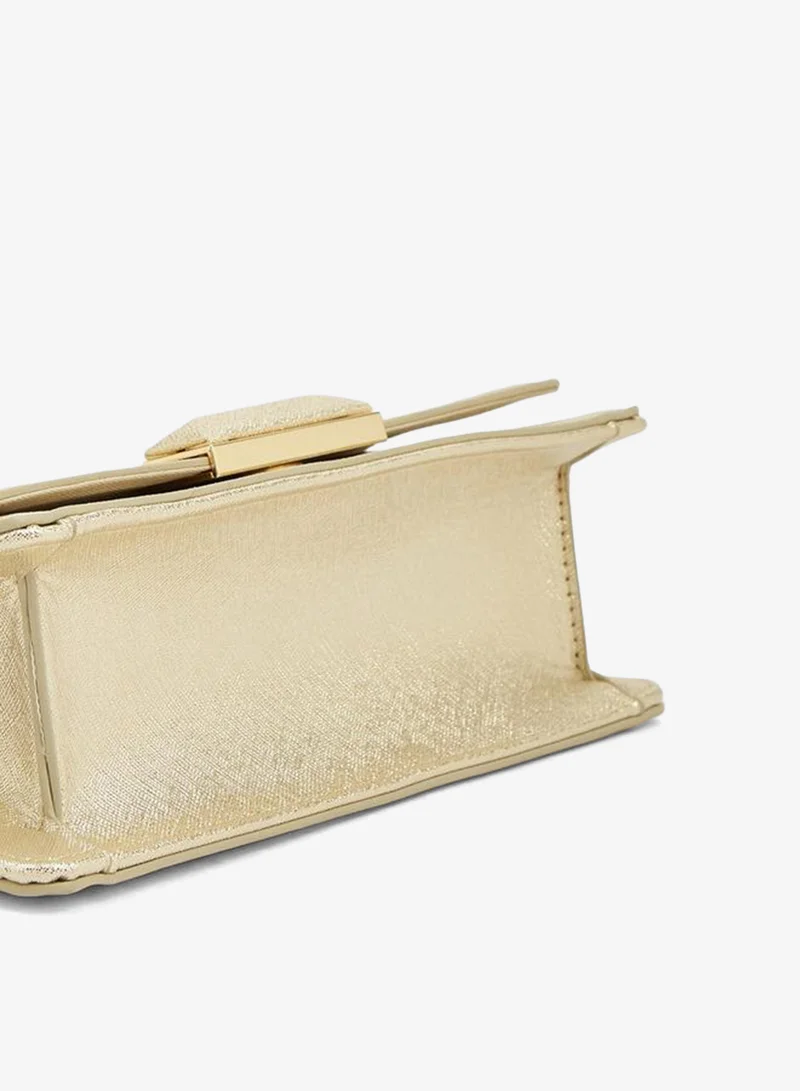 Flora Bella By Shoexpress GOLD Metallic Pu Bag With Detachable Shoulder Strap Ramadan Collection for Women | Best Price UAE