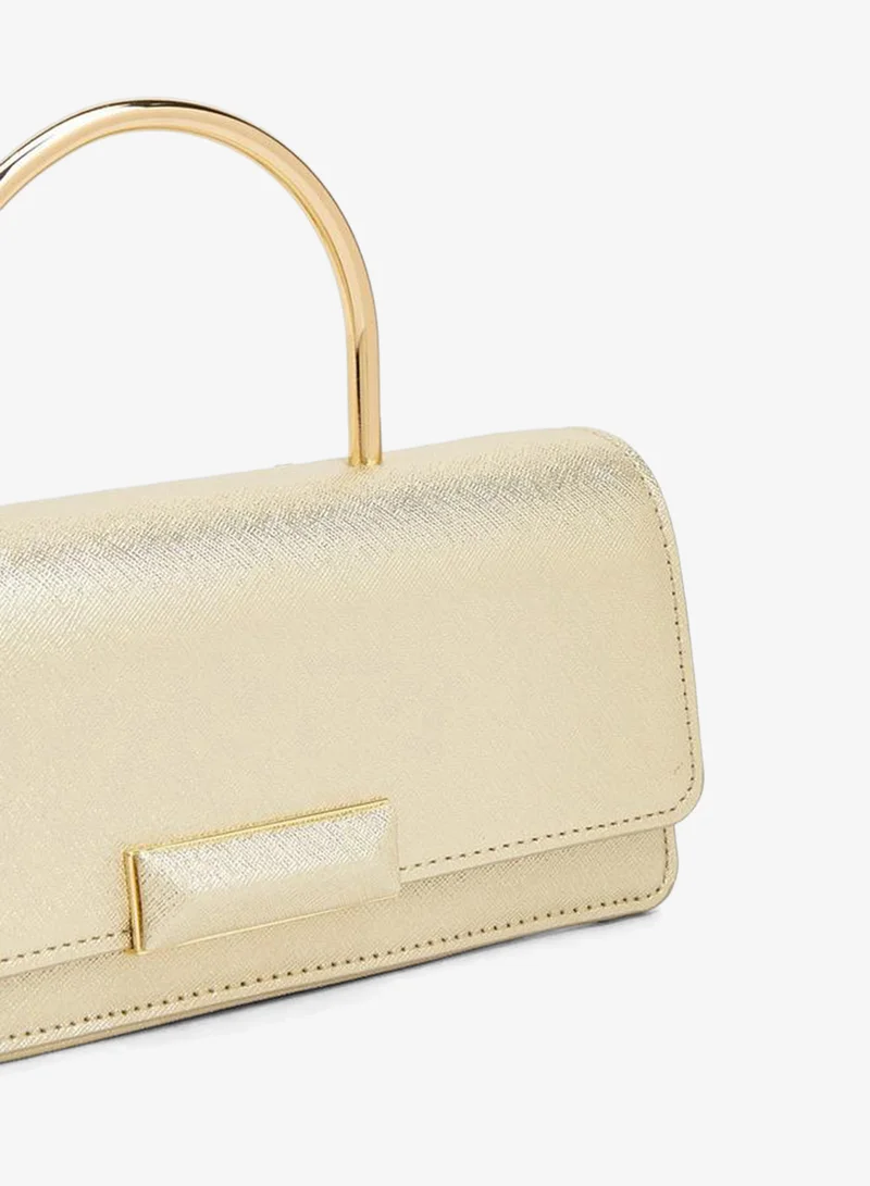 Flora Bella By Shoexpress GOLD Metallic Pu Bag With Detachable Shoulder Strap Ramadan Collection for Women | Best Price UAE