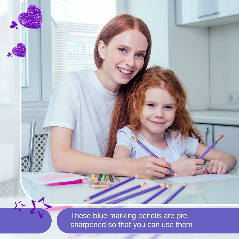 Tatuo 60 Pcs Pencils Pre Sharpened Checking Pencils with Eraser Erasable Colored Pen for Map Coloring Tests Sketch School Office Editing Kids Adults Favors Grading(Purple) - Image 5