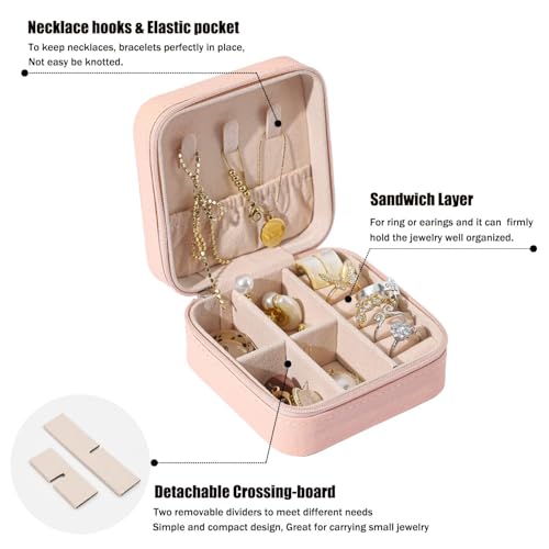 Krujyam Compact Jewelry Travel Case – PU Leather Organizer Box for Women's Rings, Earrings, Necklaces and Bracelets | Small Portable Storage Holder | Multicolor - Image 2