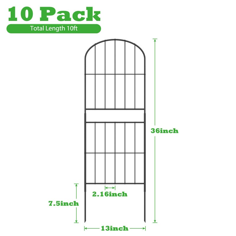 OUSHENG Decorative Garden Fence Fencing 10 Pack, 36in (H) x 10.8ft (L) Rustproof Metal Wire Panel Border Animal Barrier for Dog, Flower Edging for Yard Landscape Patio Outdoor Decor, Arched - Image 2