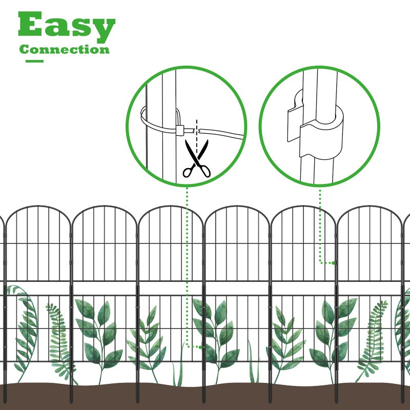 OUSHENG Decorative Garden Fence Fencing 10 Pack, 36in (H) x 10.8ft (L) Rustproof Metal Wire Panel Border Animal Barrier for Dog, Flower Edging for Yard Landscape Patio Outdoor Decor, Arched - Image 3