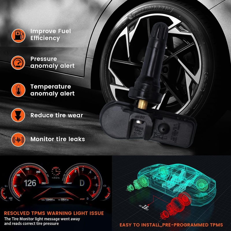 مجموعة من 1 مستشعر TPMS لمراقبة ضغط الإطارات 433MHz متوافق مع Viano Metv Vito V-Class بديل لـ # A4479050500 - Image 3