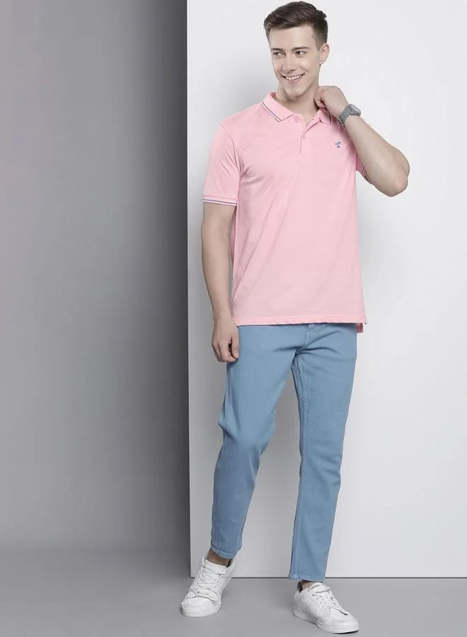 The Indian Garage Co Men Pink Regular Fit Short Sleeve Polo