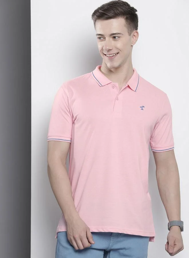The Indian Garage Co Men Pink Regular Fit Short Sleeve Polo