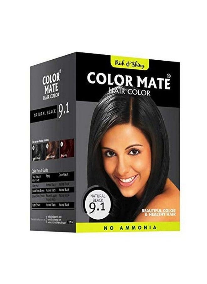 COLOR MATE No Ammonia Hair Color 150G (9.1 Natural Black)  - Image 1