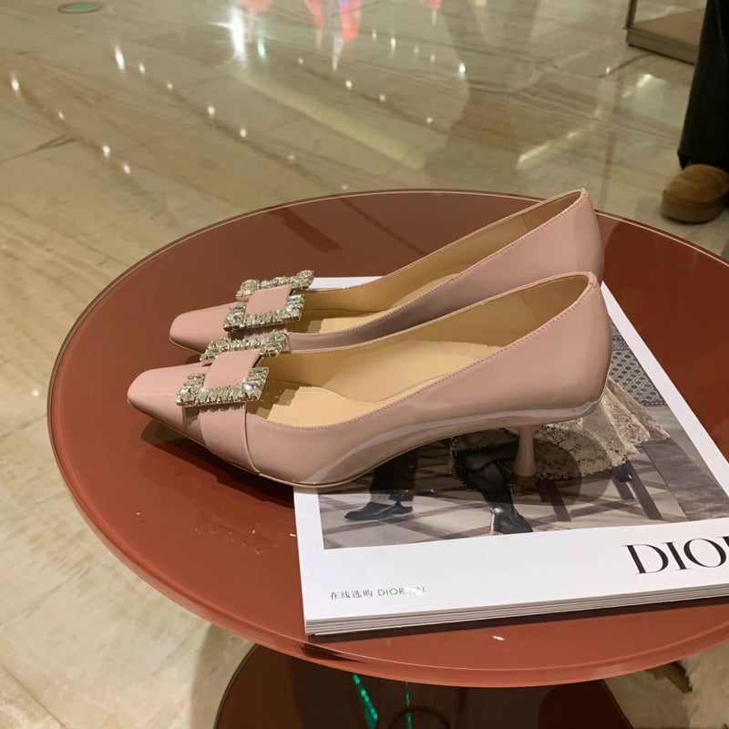 Sheepskin Version Grape Mom Same Style Square Toe Single-Layer Shoes Women'S Rhinestone Square Buckle Shallow Mouth Genuine Leather Stiletto Heel All-Match High-Heeled Shoes - Image 3