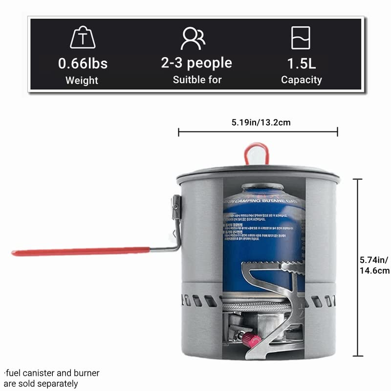 Bulin Camping Cooking Pot Heat Exchanger Outdoor Camp Pot 1.5/2.1 Liter Lightweight Backpacking Hiking Pot - Outstanding Boil Times & Save Fuel - Image 2