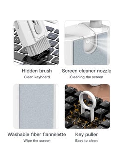 OUYoo OUYoo 8 in 1 Keyboard Cleaning kit, Cleaner for Airpods, Earbuds, Headset, Laptop Cleaner with Brush Portable Electronics Keyboard Cleaning Tools, Cleaner Keycap Puller Kit，Multi-purpose cleaning tools for radio headsets, phones, laptops, keyboards and PC screens.    (WHITE)  - Image 3