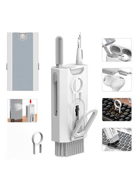 0UYoo 8 in 1 Keyboard Cleaning kit, Cleaner for Airpods, Earbuds, Headset, Laptop Cleaner with Brush Portable Electronics Keyboard Cleaning Tools, Cleaner Keycap Puller Kit，Multi-purpose cleaning tools for radio headsets, phones, laptops, keyboards and PC screens.    (WHITE)