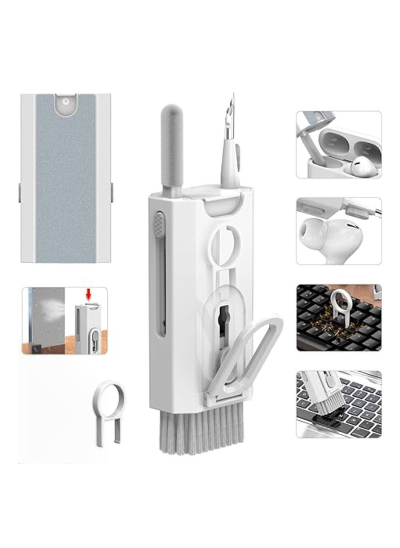 OUYoo - 0UYoo 8 in 1 Keyboard Cleaning kit, Cleaner for Airpods, Earbuds, Headset, Laptop Cleaner with Brush Portable Electronics Keyboard Cleaning Tools, Cleaner Keycap Puller Kit，Multi-purpose cleaning tools for radio headsets, phones, laptops, keyboards and PC screens.    (WHITE) - Image 1