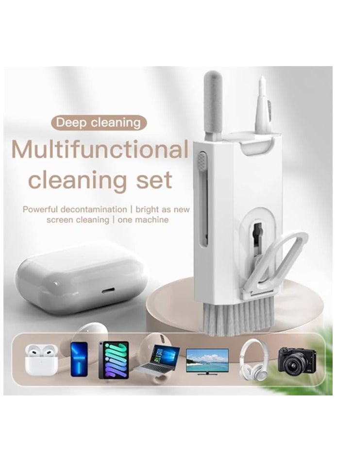 OUYoo - 0UYoo 8 in 1 Keyboard Cleaning kit, Cleaner for Airpods, Earbuds, Headset, Laptop Cleaner with Brush Portable Electronics Keyboard Cleaning Tools, Cleaner Keycap Puller Kit，Multi-purpose cleaning tools for radio headsets, phones, laptops, keyboards and PC screens.    (WHITE) - Image 1