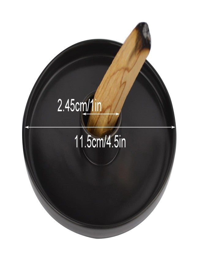 YIASSON Palo Santo Stick Holder, Small Modern Palo Santo Holder, Ceramic Black Incense Holder for Wood Sticks, Candle Holder for Meditation Decor, Energy Cleansing&Healing, Cone Incense Holder - Image 2