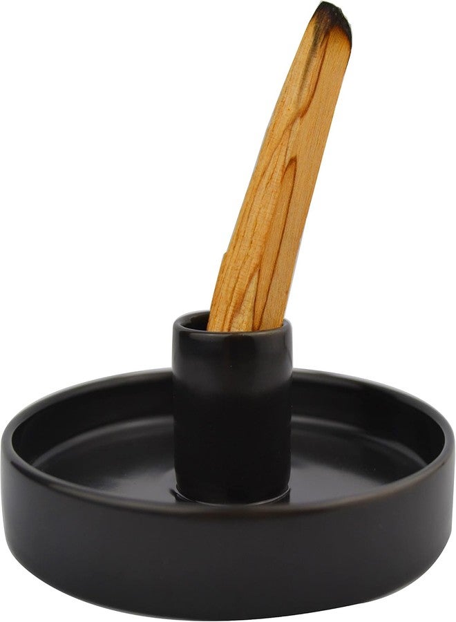 YIASSON Palo Santo Stick Holder, Small Modern Palo Santo Holder, Ceramic Black Incense Holder for Wood Sticks, Candle Holder for Meditation Decor, Energy Cleansing&Healing, Cone Incense Holder - Image 1