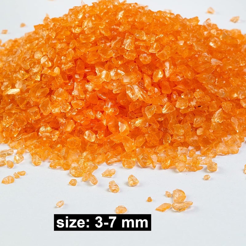 HappyFiller رمل زجاجي مكسور بوزن 1.3 رطل، مناسب للفنون المصنوعة من الراتنج، أعمال يدوية، زينة للمنزل، تغطية تربة للوعاء، حامل شموع، حجارة تزيين للتربية النباتية، لون برتقالي. - Image 4