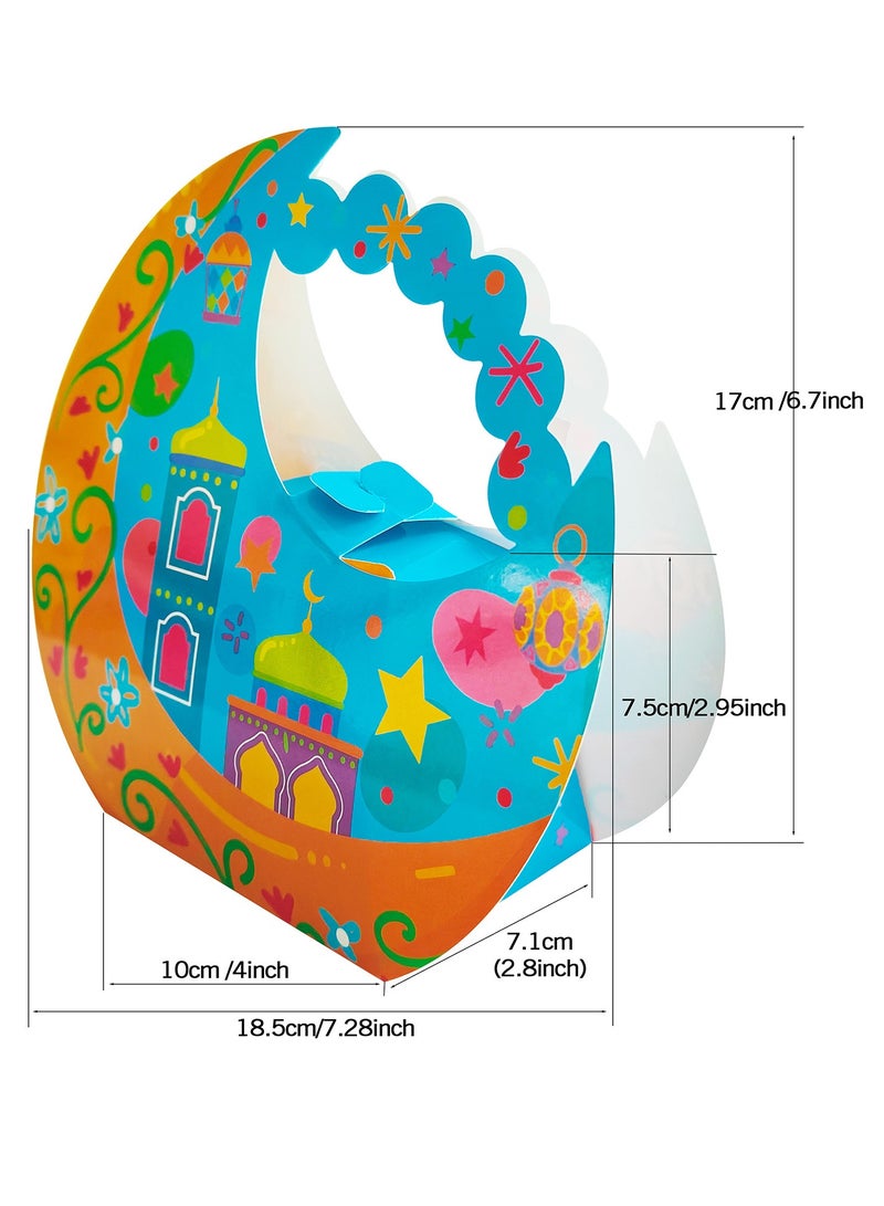 12 Pieces of Blue&Orange  Moon-Shaped Eid Mubarak Gift Candy Box - Image 2