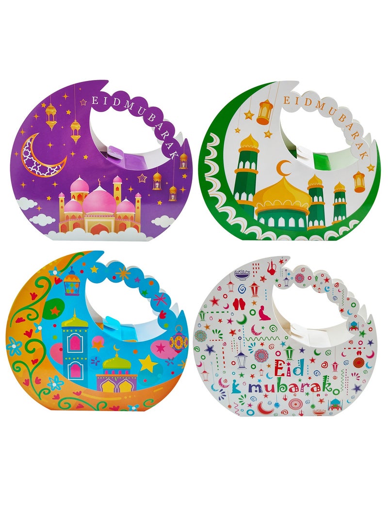 12 Pieces of Blue&Orange  Moon-Shaped Eid Mubarak Gift Candy Box - Image 3