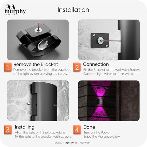 Murphy 2W LED Outdoor Wall Light | 2-Way Curved Beam| with–2-Year Warranty | 7+ Auto-Changing Colours IP66 Waterproof Aluminium Body, Pack of 6 - Image 4