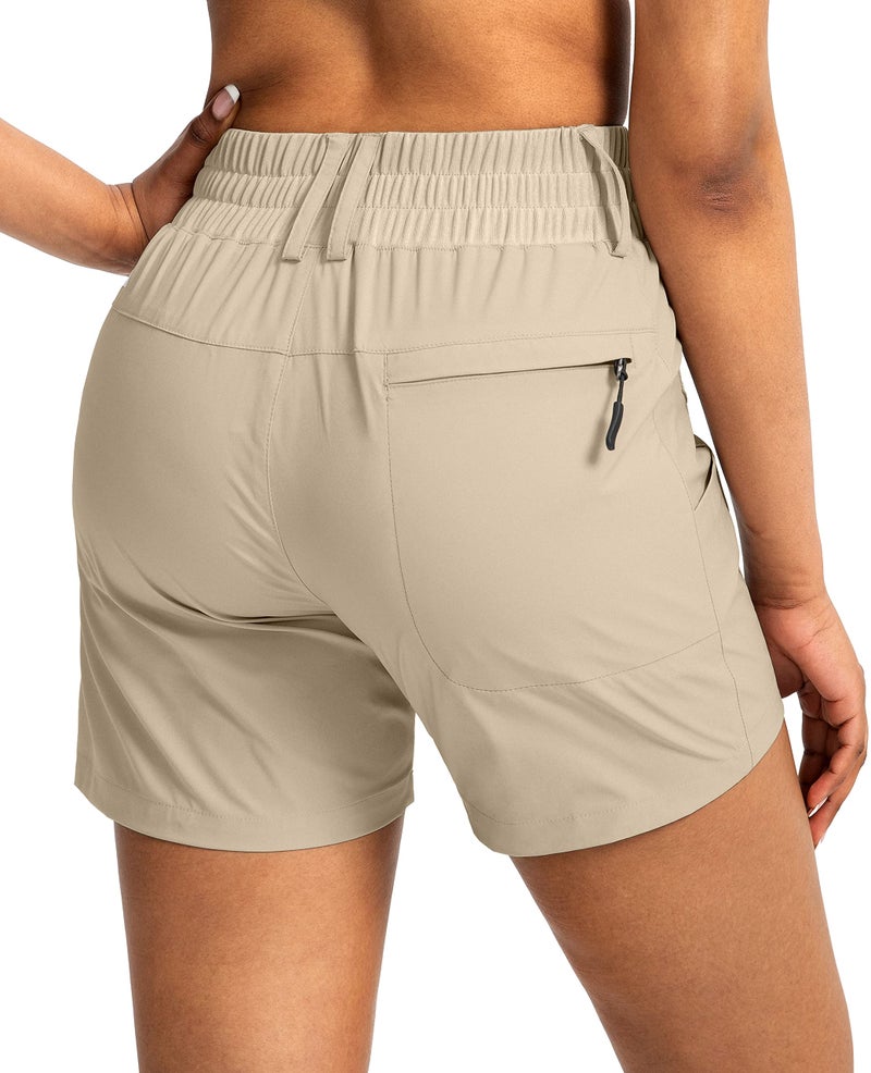 Viodia Women's 5" Hiking Golf Shorts with Pockets High Waist Stretch Cargo Short Shorts for Women Casual Summer Khaki - Image 2