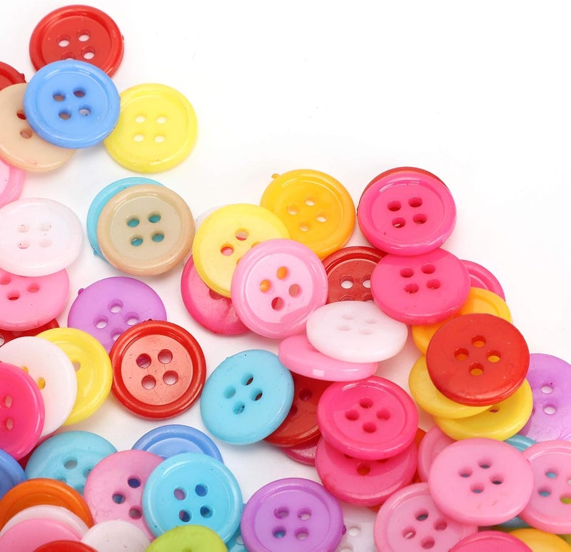 Jelquix 1000Pcs Mixed Color Buttons, Plastic Sewing Manual DIY Clothing Accessories, Smooth Surface Buttons with Versatile Design, Ideal for Arts Crafts, Knitting, Crocheting & - Image 2