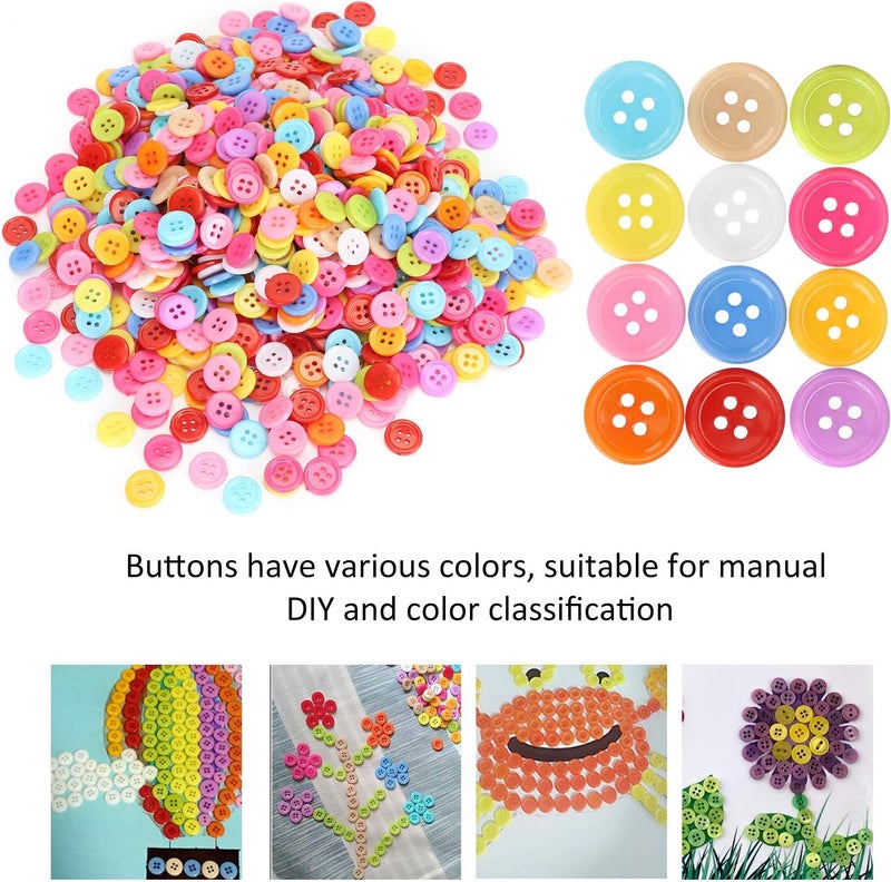 Jelquix 1000Pcs Mixed Color Buttons, Plastic Sewing Manual DIY Clothing Accessories, Smooth Surface Buttons with Versatile Design, Ideal for Arts Crafts, Knitting, Crocheting & - Image 4