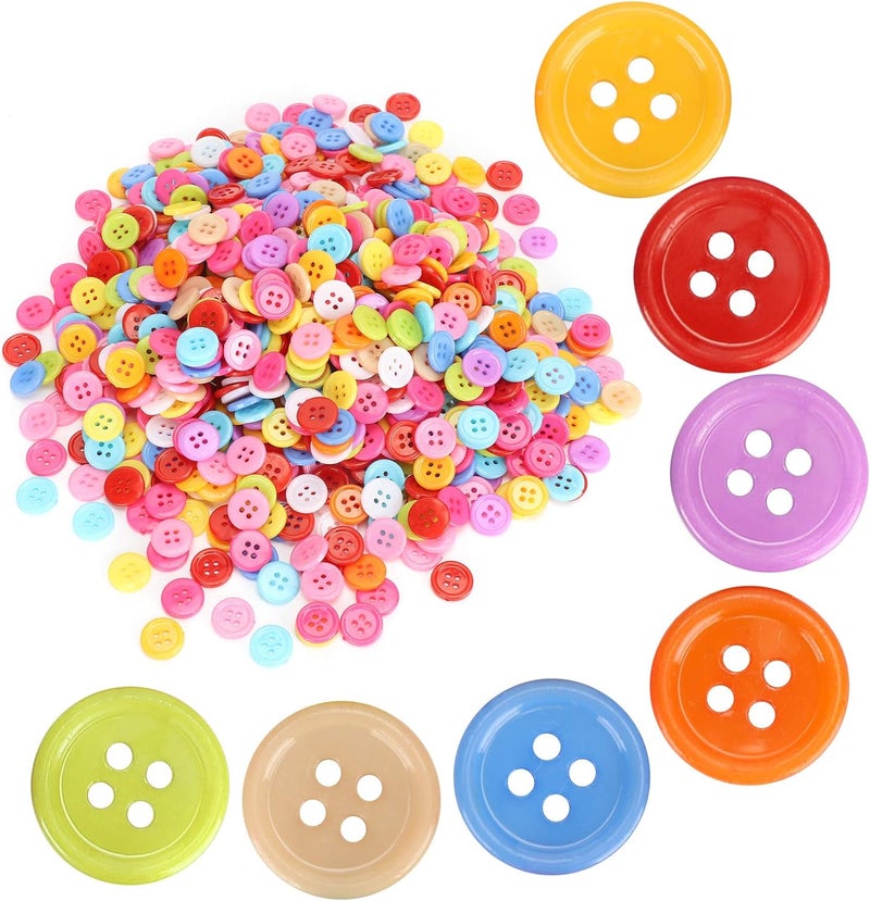 Jelquix 1000Pcs Mixed Color Buttons, Plastic Sewing Manual DIY Clothing Accessories, Smooth Surface Buttons with Versatile Design, Ideal for Arts Crafts, Knitting, Crocheting & - Image 3